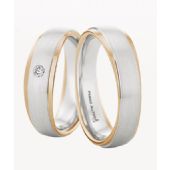 950 Platinum and 18k Gold His & Hers Two Tone 0.04ctw Diamond Wedding Band Set 213