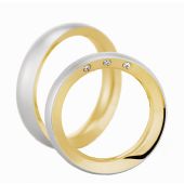 14k Gold His & Hers Two Tone 0.03ctw Diamond Wedding Band Set 217