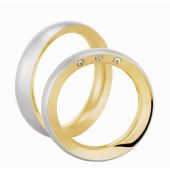 950 Platinum and 18k Gold His & Hers Two Tone 0.03ctw Diamond Wedding Band Set 217
