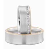 950 Platinum and 18k Gold His & Hers Two Tone 0.35ctw Diamond Wedding Band Set 219