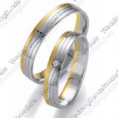 14k Gold 5mm His & Hers Two Tone 0.04ctw Diamond Wedding Band Set 230