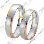 950 Platinum and 18k Gold 6mm 0.15ct Tri-Color His and Hers Wedding Rings Set 231