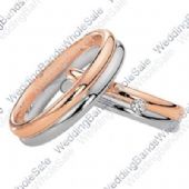 14k Rose & White Gold His & Hers Two Tone 0.04ctw Diamond Wedding Band Set 232