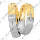 14k Yellow & White Gold 6mm 0.16ct Two Tone His and Hers Wedding Rings Set 233