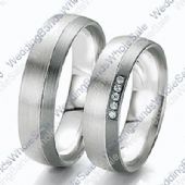 18k White Gold 6mm 0.10ct His and Hers Wedding Rings Set 236