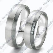 950 Platinum 6mm 0.10ct His and Hers Wedding Rings Set 236