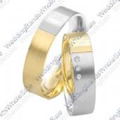 14k White and Yellow Gold 6mm 0.075ct His and Hers Wedding Rings Set 239