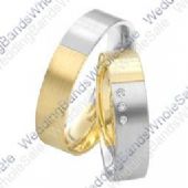 18k White and Yellow Gold 6mm 0.075ct His and Hers Wedding Rings Set 239