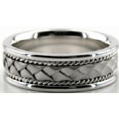 18k White Gold 7mm Handmade Wedding Band Braid and Rope Design 006