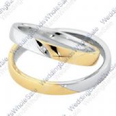 14k White & Yellow Gold 4mm Flat 0.01ct His & Hers Wedding Rings Set 242