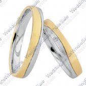 14k White & Yellow Gold 4mm Flat 0.01ct His & Hers Wedding Rings Set 243