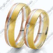 14k Tri-Color Rose, White & Yellow Gold 7mm 0.03ct His & Hers Wedding Rings Set 244