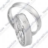 14k White Gold 5mm His & Hers 0.02ctw Diamond Wedding Band Set 247