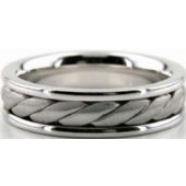 18k White Gold 6mm Handmade Wedding Band Braid Design 018