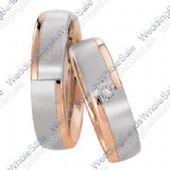 950 Platinum and 18k White and Rose Gold 6mm 0.05ct His and Hers Wedding Rings Set 248