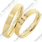 14k Yellow Gold Flat His & Hers 0.075ctw Diamond Wedding Band Set 251