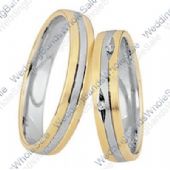 14k Yellow and White Gold 5mm His & Hers Two Tone 0.05ctw Diamond Wedding Band Set 252