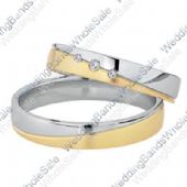 14k Yellow & White Gold His & Hers Two Tone 0.06ctw Diamond Wedding Band Set 253