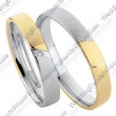 18k Yellow & White Gold His & Hers Two Tone 0.02ctw Diamond Wedding Band Set 255