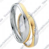 950 Platinum and 18k Yellow 4mm 0.03ct His & Hers Wedding Rings Set 256