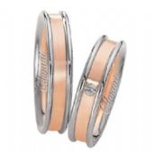 18k Two-Tone Rose & White Gold 5mm His & Hers 0.02ctw Diamond Wedding Band Set 260