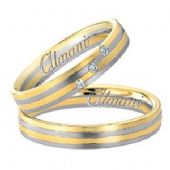 14k Two-Tone Yellow & White Gold 5mm His & Hers 0.06ctw Diamond Wedding Band Set 261