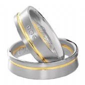 14k Two-Tone Yellow & White Gold 6mm His & Hers 0.03ctw Diamond Wedding Band Set 263