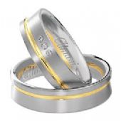 950 Platinum and 18k  Yellow Gold 6mm His & Hers 0.03ctw Diamond Wedding Band Set 263