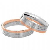 14k Two-Tone White and Rose Gold 6mm His & Hers 0.02ctw Diamond Wedding Band Set 266