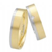 14k Two-Tone Yellow & White Gold 6mm His & Hers 0.02ctw Diamond Wedding Band Set 268