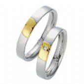 18k Two-Tone Yellow & White Gold 4mm 0.02ct His & Hers Wedding Rings Set 269