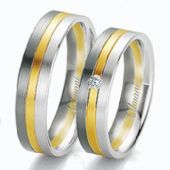 14k Two-Tone Yellow & White Gold 6mm His & Hers 0.02ctw Diamond Wedding Band Set 270