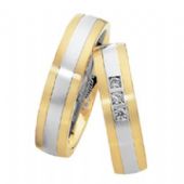 14k Two-Tone Yellow & White Gold 6mm His & Hers 0.06ctw Diamond Wedding Band Set 271