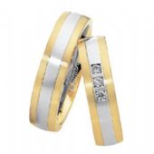 950 Platinum and 18k Yellow Gold 6mm His & Hers 0.06ctw Diamond Wedding Band Set 271