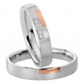 14k Rose & White Gold His & Hers Two Tone 0.05ctw Diamond Wedding Band Set 272