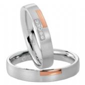 950 Platinum and 18k Rose Gold His & Hers Two Tone 0.05ctw Diamond Wedding Band Set 272