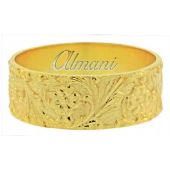 18K Yellow Gold 8mm Antique Wedding Band Comfort Fit AWB100418KY