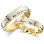 14k Yellow & White Gold His & Hers Two Tone Wedding Band Set 273