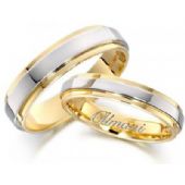18k Yellow & White Gold His & Hers Two Tone Wedding Band Set 273