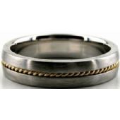 950 Platinum & 18K Gold 5mm Handmade Wedding Band Rope Design 022