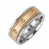 14k Gold Round Brilliant Bezel Set 7mm Comfort Fit Two Tone Diamond Band 1238 (0.20ctw.)