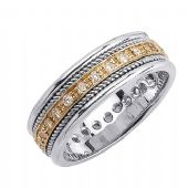14k Gold Round Brilliant Pave Set 7mm Comfort Fit Two Tone Diamond Band 1240 (0.45ctw.)