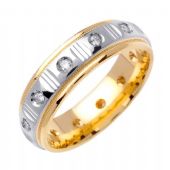 14k Gold Round Brilliant Bezel Set 6mm Comfort Fit Two Tone Diamond Band 0.36ctw 1252