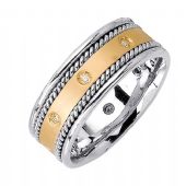 18k Gold Round Brilliant Bezel Set 7mm Comfort Fit Two Tone Diamond Band 1237 (0.16ctw.)