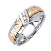 14k Gold Round Brilliant Channel Set 6.5mm Comfort Fit Two Tone Diamond Band 0.15ctw 1246