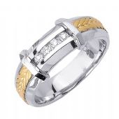 14k Gold Round Brilliant Channel Set 6.5mm Comfort Fit Two Tone Diamond Band 1247 (0.12ctw)