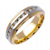 14k Gold Round Brilliant Channel Set 6mm Comfort Fit Two Tone Diamond Band 0.20ctw 1250