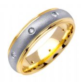 Platinum 950 & 18k Gold Round Brilliant Bezel Set 6.5mm Comfort Fit Two Tone Diamond Band 0.16ctw 1248