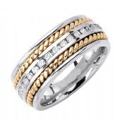 14k Gold Round Brilliant Channel Set 8mm Two Tone Wedding Diamond Band 1257 (0.70ctw.)