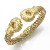 18K Yellow Gold Queen Royal Almani Design Handmade Bangle